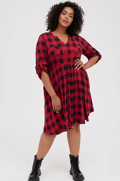Torrid Plaid Challis Dress - Picture 2 of 5